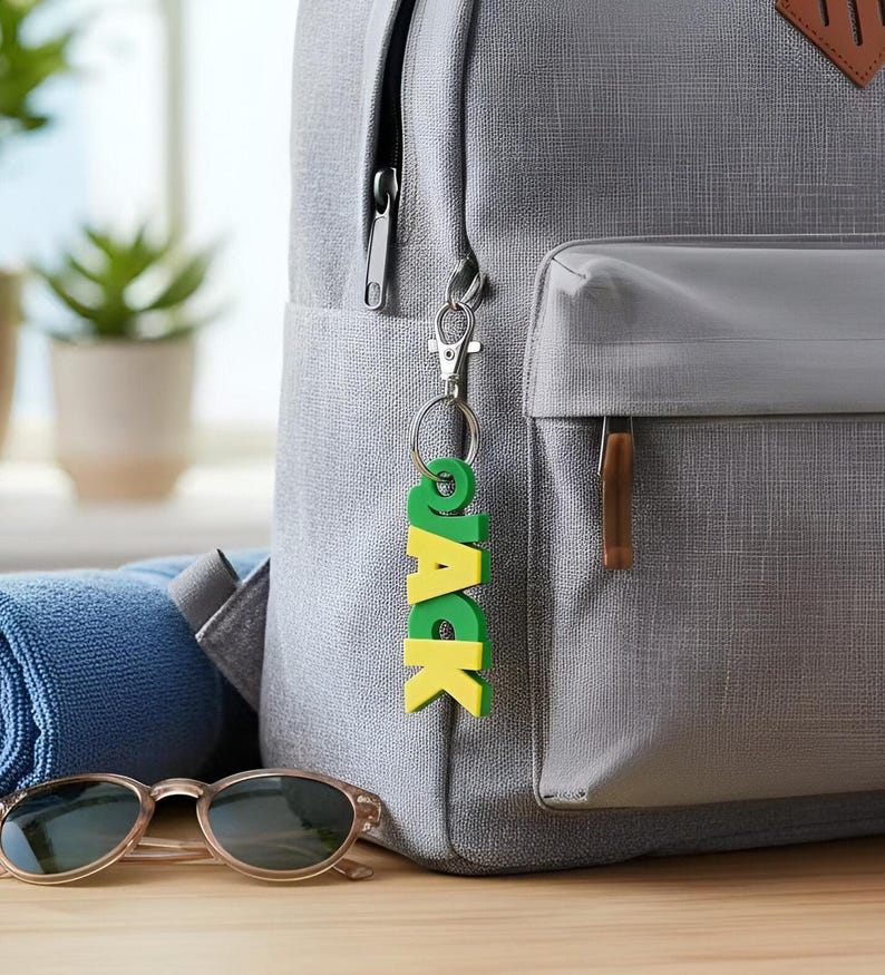 Personalized Backpack Name Tag Keychain – Custom Colours - Etsy