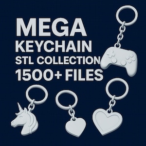 Mega Keychain STL Bundle – 1500+ 3D Printable Files | Cute, Cool, Skull, Emoji, Gamer & Fandom Keychains | Instant Download