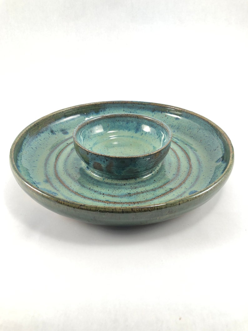Chip and Dip Bowl Pottery Chip and Dip Pistachio Bowl Etsy