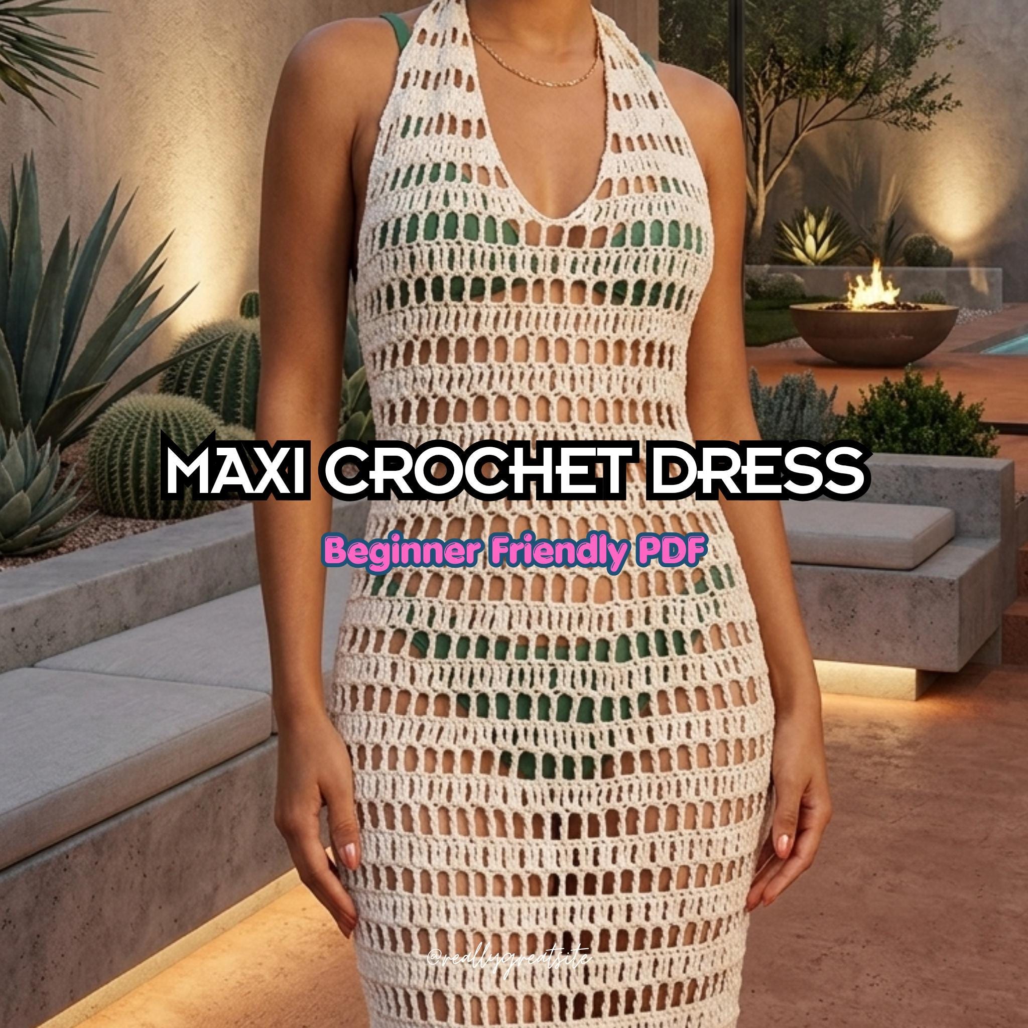 30 Maxi Dress Crochet Patterns to Make Stunning Handmade Outfits 32 Backless Mesh Maxi Dress