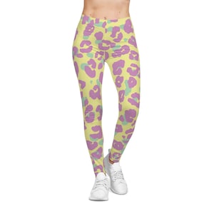 Colorful Leopard Print Women&#39;s Casual Leggings, Comfortable Activewear, Trendy Yoga Pants, Stylish Loungewear, Gifts for Her