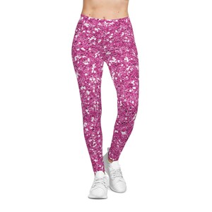 Sparkling Pink Women&#39;s Casual Leggings | Fitness, Lounge, Yoga, Workout, Trendy Activewear
