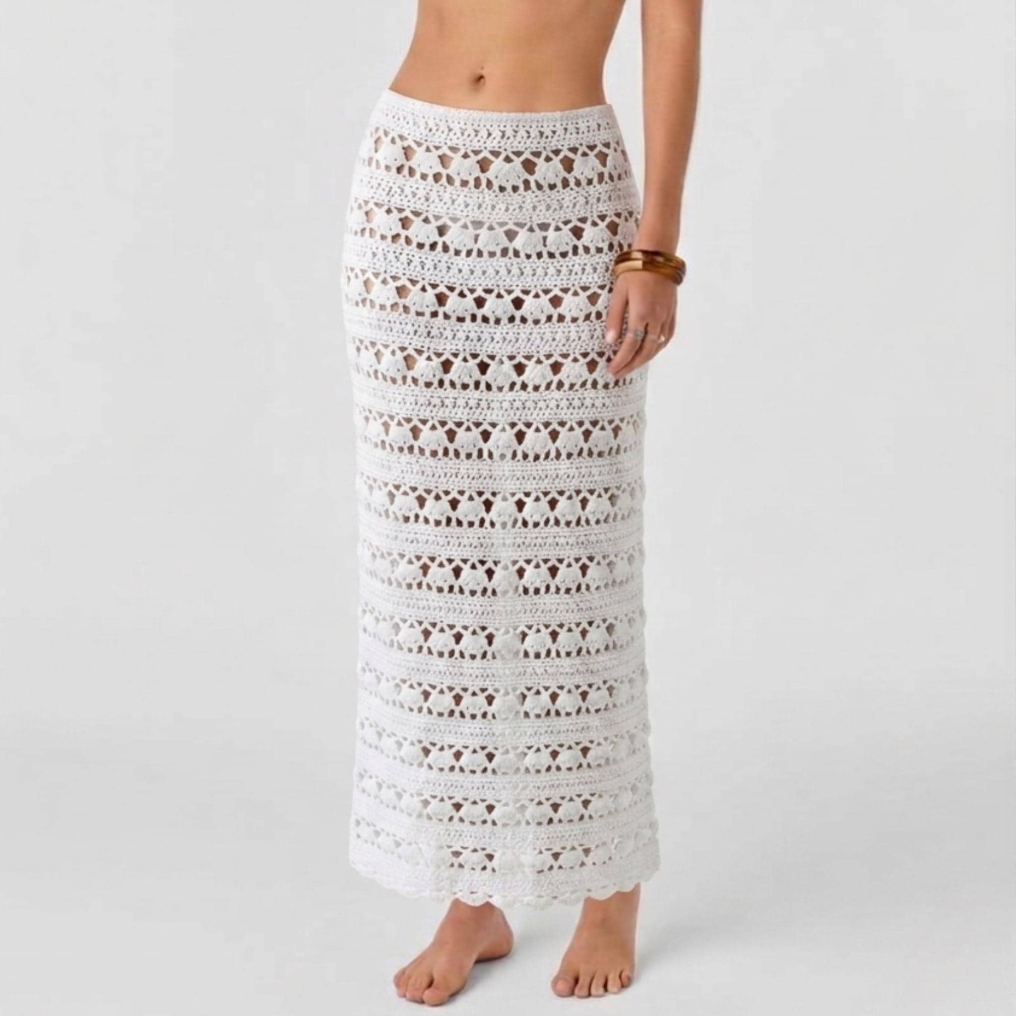 22 Maxi Skirt Crochet Patterns to Make for Summer, Festivals, and Beyond 2 Lacy Crochet Maxi Skirt Pattern Beginner Friendly