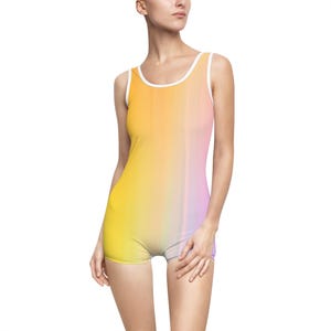 Women&#39;s Vintage Gradient Swimsuit,  Retro Bathing Suit for Beach Days, Summer Pool Party Outfit, Fun Swimwear, Vintage Style Swim