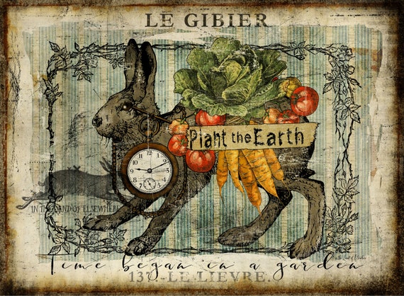 Artisan Plant the Earth Bunny 44X60 Canvas Wall Tapestry. Etsy Canada
