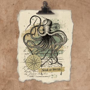 Artisan Octopus Handmade Paper Print.