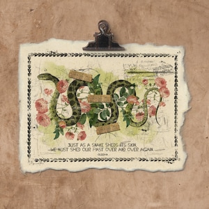 Artisan Green Buddha Snake Handmade Paper Print.