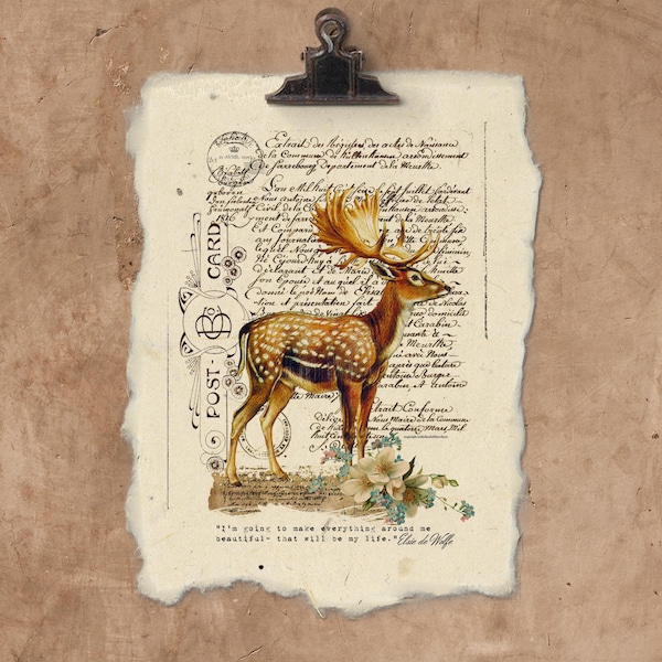Artisan I'm Going To Make Everything Around Me Beautiful Deer Handmade Paper Print.