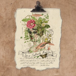 Artisan Wildflower Woman Handmade Paper Print.