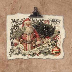 Artisan Wild And WonderFul Christmas Handmade Paper Print.