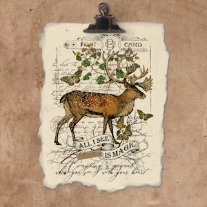 Artisan Magic Deer Handmade Paper Print.