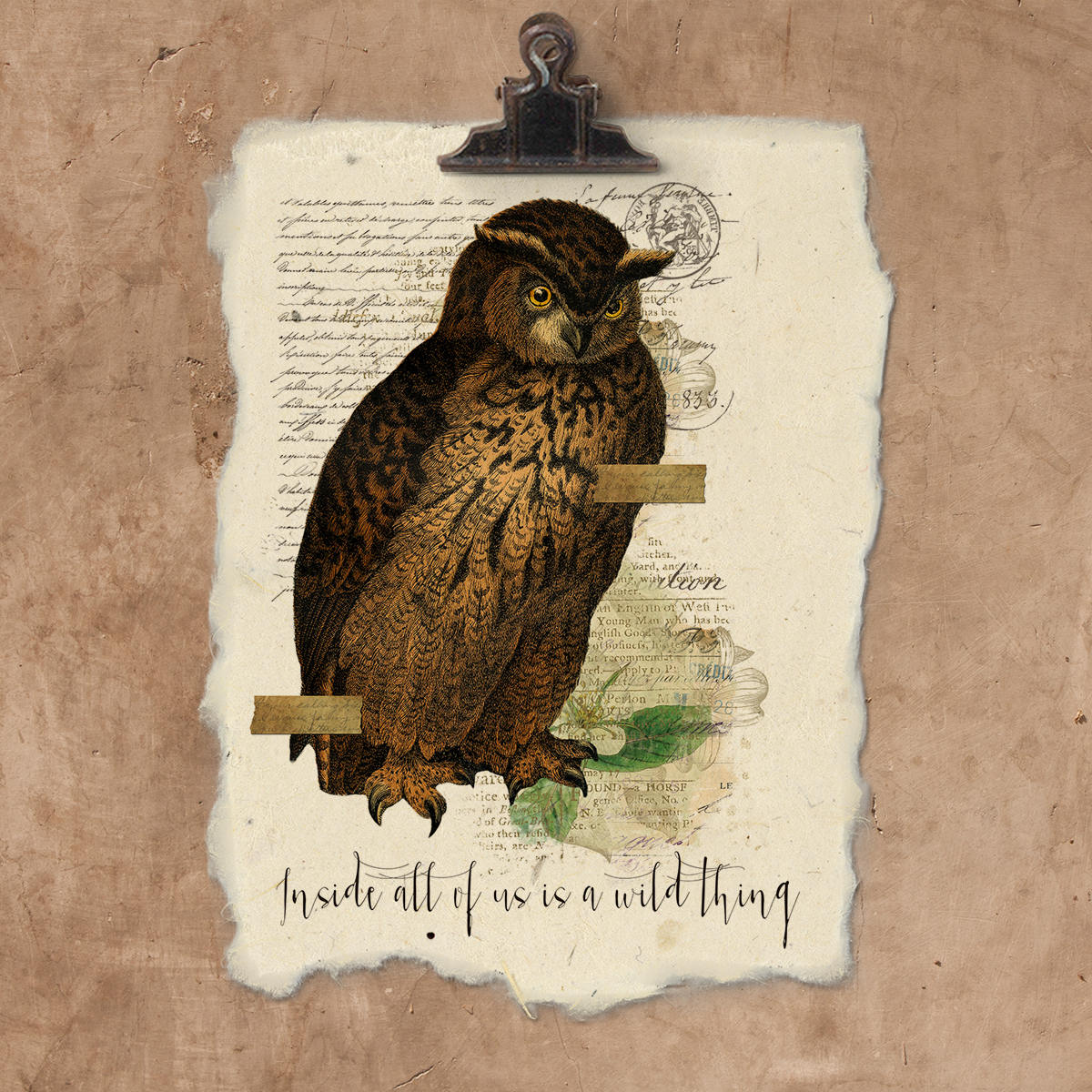 Artisan Wild Thing Owl Handmade Paper Print.