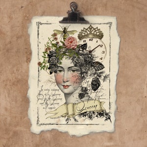 Artisan Vintage Queen Handmade Paper Print.