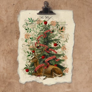 Artisan Woodland Deer Handmade Paper Print.