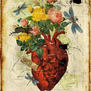 Artisan Red Floral Heart 44X60 Canvas Wall Tapestry.