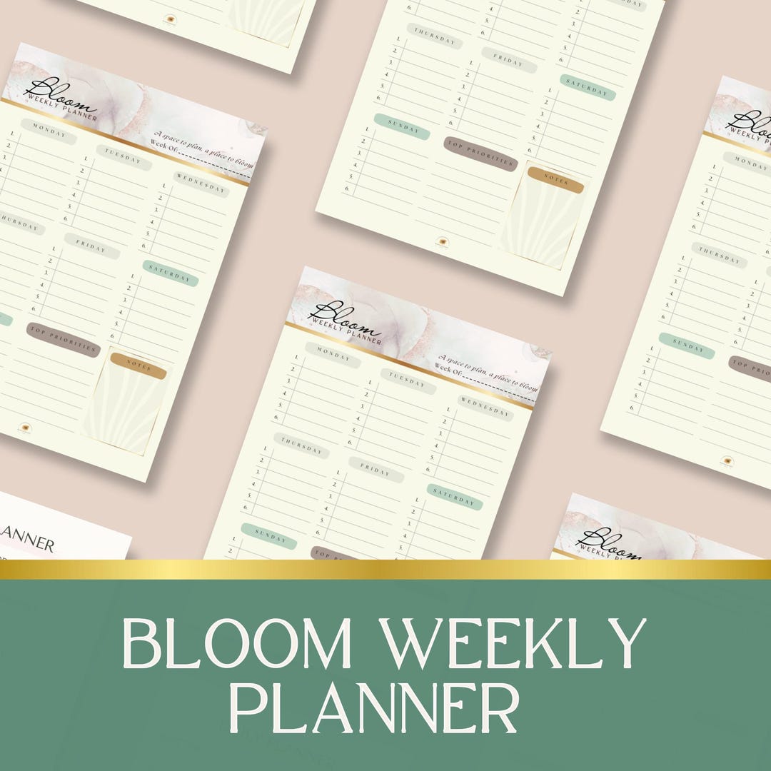Weekly Bloom Chart Bloom Weekly Planner – Digital + Printable Undated Weekly Layout for ...