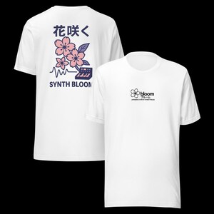 White “SYNTH BLOOM” Graphic Printed Japanese Synth Aesthetic T Shirt - Unisex Streetwear