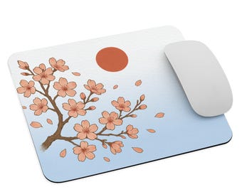 Watercolor Cherry Blossom Mouse Pad Large Waterproof Desk Mat With