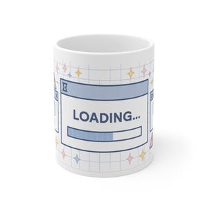 Ladebildschirm Keramikkaffeetasse, lustiges Bürogeschenk, Fehlermelung, schrullige Wohnkultur, Computer-Liebhaber-Kaffeetasse,grüne 90er Jahre Ästhetik