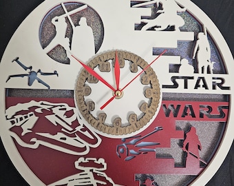 3D Layered Star Wars Clock | Laser Cut Wood Geeky Decor