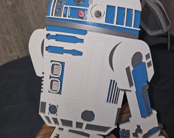 3D Layered R2-D2 Droid | Hand Painted MDF Wall Hanging | Custom Star Wars Bedroom Decor