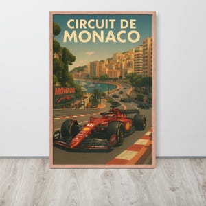 モナコグランプリポスター | シャルル・ルクレール フェラーリ アートプリント | ヴィンテージ F1 ウォールアート | モンテカルロ レーシング デコレーション | インスタントデジタルダウンロード