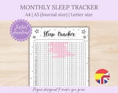 Sleep Tracker Printable for Bullet Journal | Monthly Sleep Log and Hours Tracker | Sleep Quality and Routine Journal Page | BuJo A5 PDF