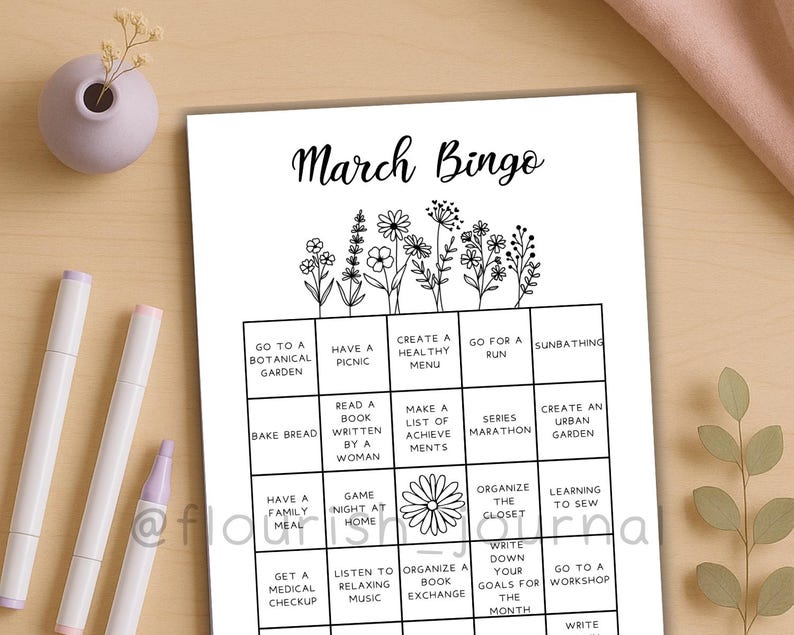 Spring Can Tracker Spring Bingo Tracker Printable for Bullet Journal | Monthly Activity ...