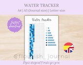 Water Tracker Printable for Bullet Journal | Daily Water Intake Log Page | Yearly Hydration Habit Tracker | Health Tracker  | BuJo A5 PDF