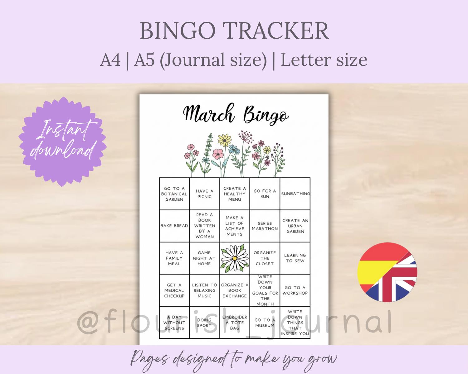 Spring Can Tracker Spring Bingo Tracker Printable for Bullet Journal | Monthly Activity ...
