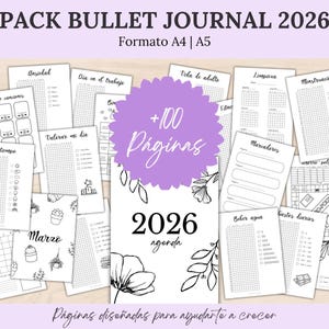 2026 Bullet Journal Bundle Printable | Yearly Planner Pages, Habit Trackers, Reading Log, Selfcare Tracker & Savings Challenge | BuJo A5 PDF