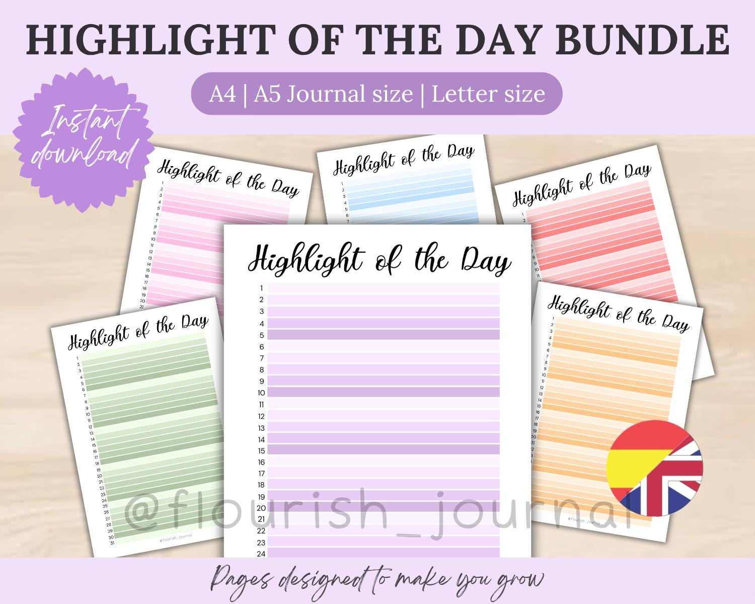 Highlight of the Day Printable for Bullet Journal | Daily Reflection ...