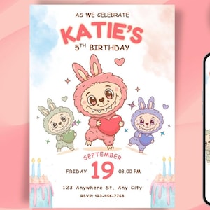 Labubu Birthday Party Invitation Labubu Birthday Party Labubu Birthday Invitation Labubu the Monster Invitation Card Labubu Printable
