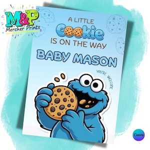 Cookie Monster Birthday Invitation A Little Cookie Is on the Way Baby Shower Invitation Blue Baby Shower Invitation Cookie Monster Invite