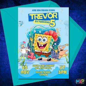 SpongeBob Birthday Invitation Template Printable SpongeBob SquarePants Party Invite Digital Kids Birthday Invitation Editable Canva Design