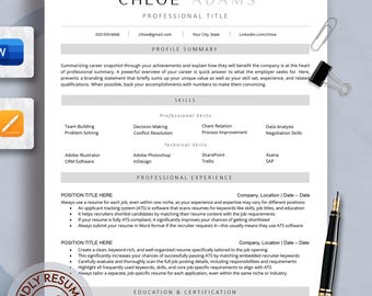 ATS Friendly Resume with Photo | ATS Resume Template Word, Pages, Google Docs | Professional Headshot Resume, Minimalist Resume, CV Template