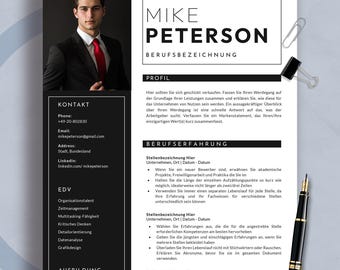 Plantilla de CV alemán / Diseño de currículum profesional / Bewerbungsvorlage moderno 2025 / Lebenslauf, Anschreiben, Motivationsschreiben, Deckblatt