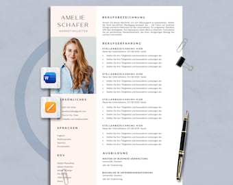Lebenslauf Vorlage deutsch Word + Pages, Bewerbungsvorlage, Lebenslauf, Anschreiben, Anlagen, Deckblatt, Motivationsschreiben