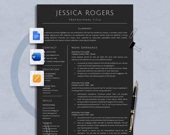 Modern Resume Template | Minimalist CV Design (MS Word, Google Docs, Mac Pages, Canva)