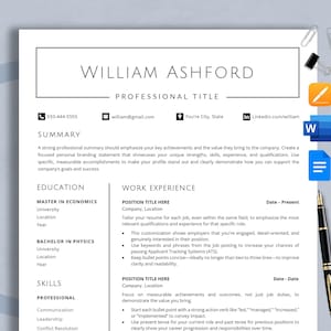Modelo de currículo limpo Google Docs, Word e Pages, currículo executivo minimalista, modelo simples, moderno e suave, modelo de currículo minimalista 2025