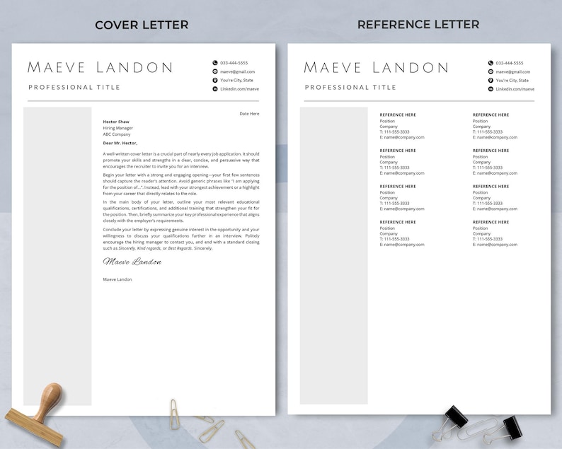 Modern Resume Template 2025: Cover Letter & References Word, Pages - Etsy