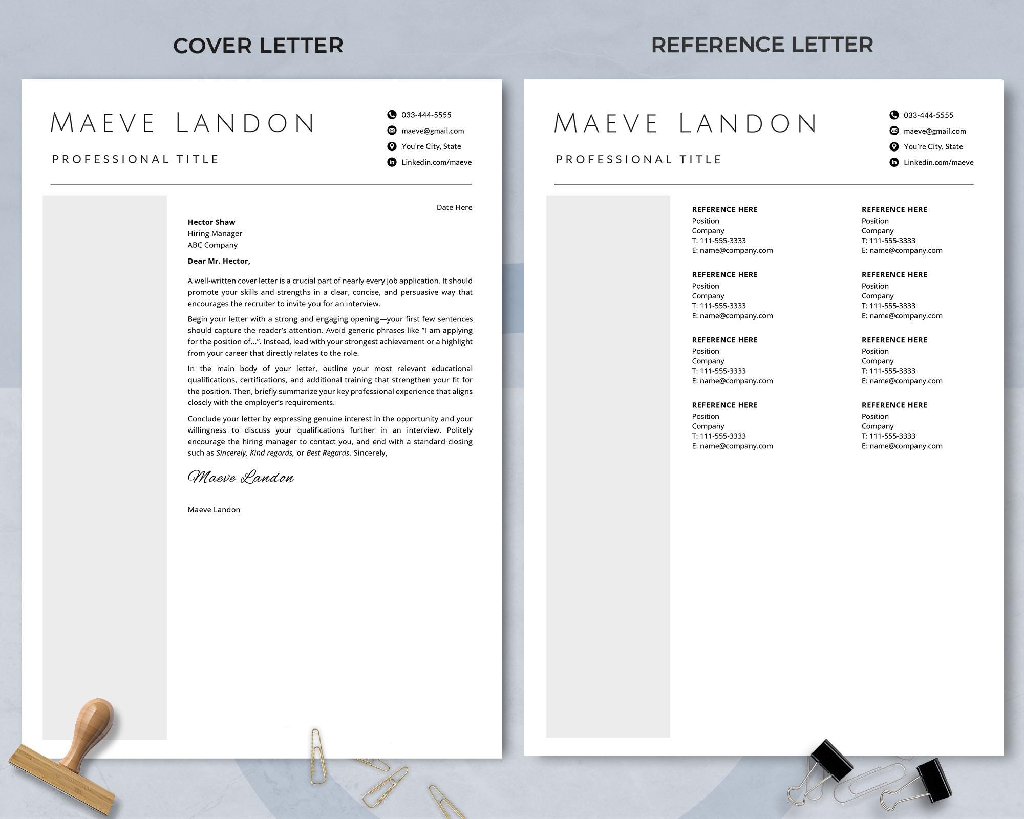 Modern Resume Template 2025: Cover Letter & References Word, Pages - Etsy