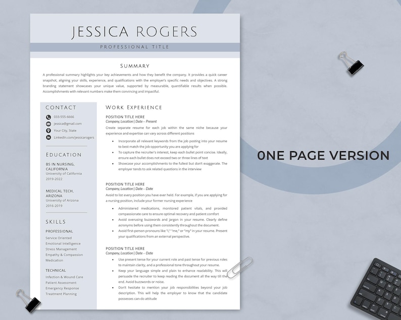 Modern Resume Template | Minimalist CV Design (MS Word, Google Docs ...