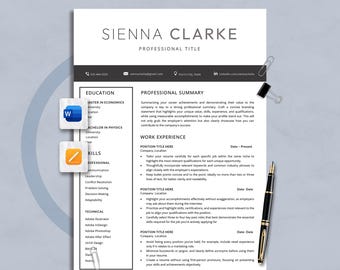Modern Resume Template, Cover Letter, CV Template (Word, Pages)