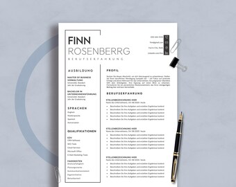 Modern German Resume Template, Cover Letter (Word & Pages)