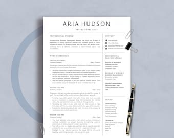 Modern Resume Template, Executive CV Design (MS Word & Apple Pages)