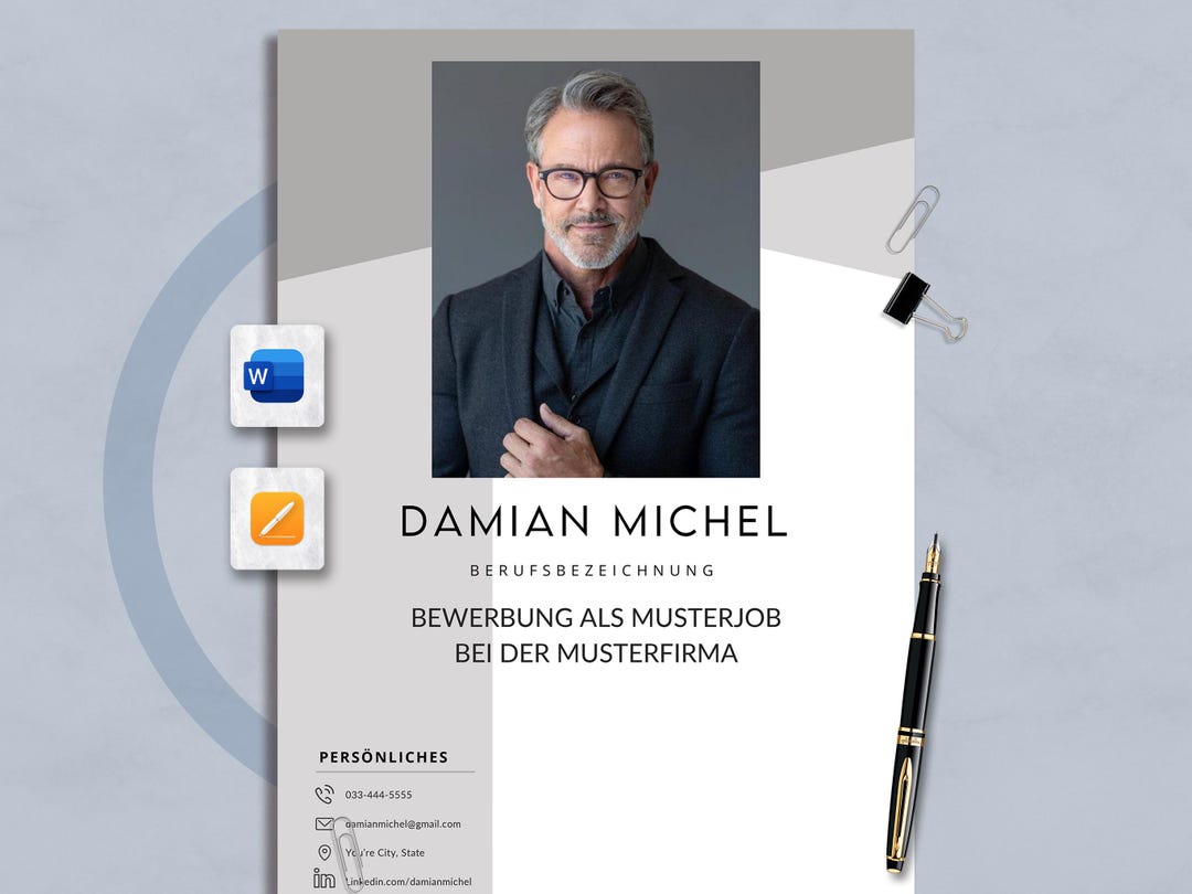 German Resume Template, CV Template for Word & Mac Pages - Etsy