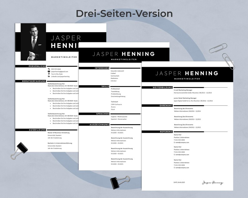 Lebenslauf vorlage Word und Mac Pages,