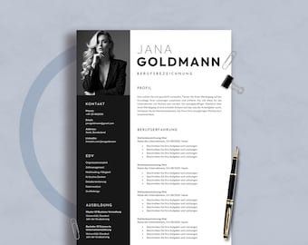 German CV Template Word: Modern Resume Design, Cover Letter (A4 Instant Download)