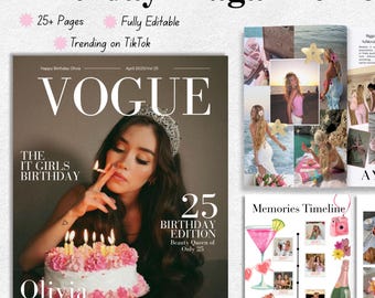 Birthday Magazine Template Canva | Personalized Birthday Gift Idea for Best Friend | Editable Printable